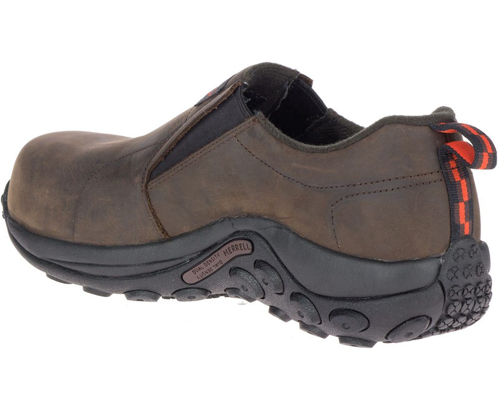 Merrell Slip Ons Brown - Jungle Moc Leather Comp Toe SD+ Wide Width - Mens 07VQFPKLR